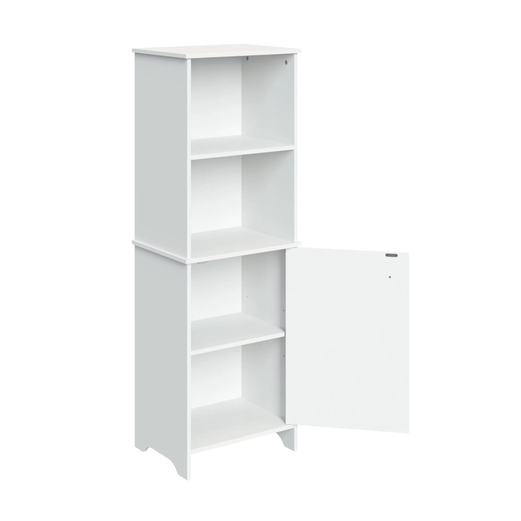 White Tall Bath Cabinet with 1-Door and Shelves Z549