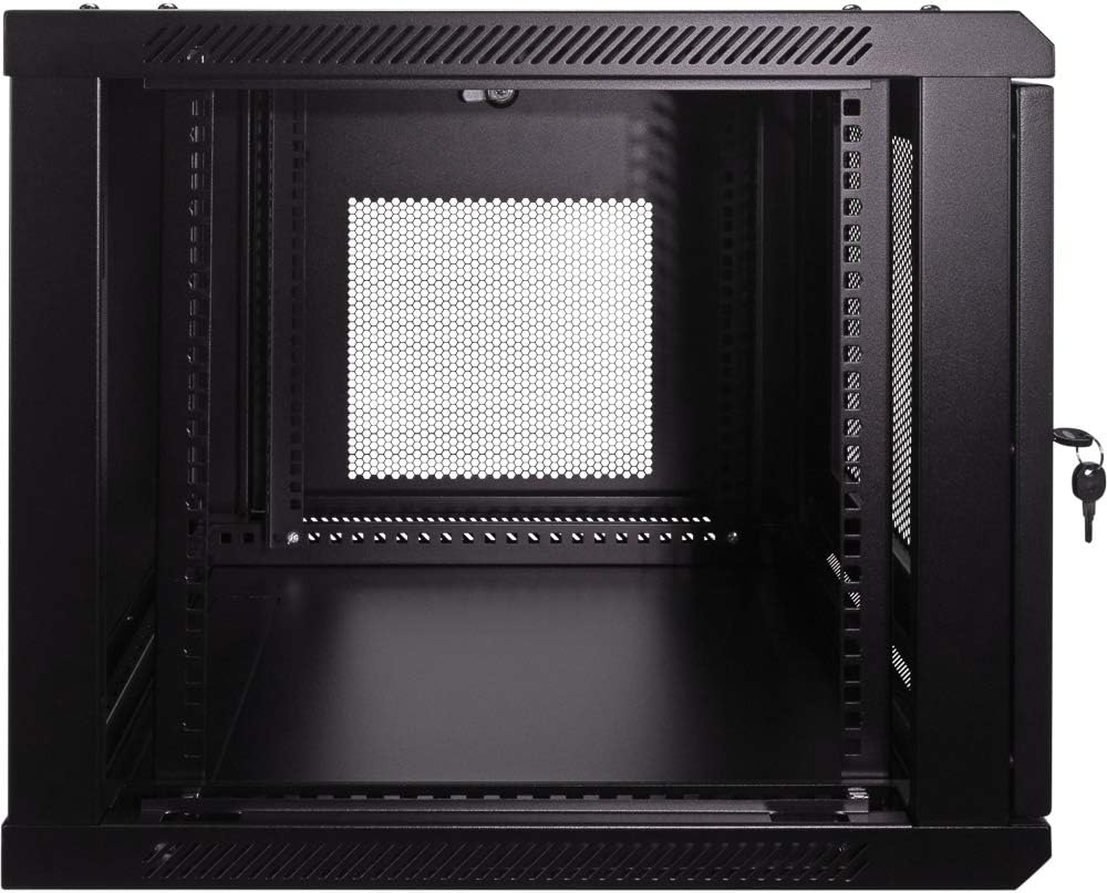 9U Wallmount Cabinet Enclosure 19-Inch Server Network Rack with Locking Perforated Door Black V25903