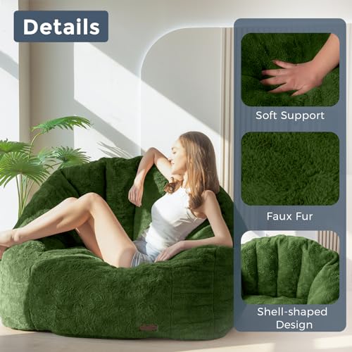 Oversized Faux Fur Bean Bag Chair with Filler V3672