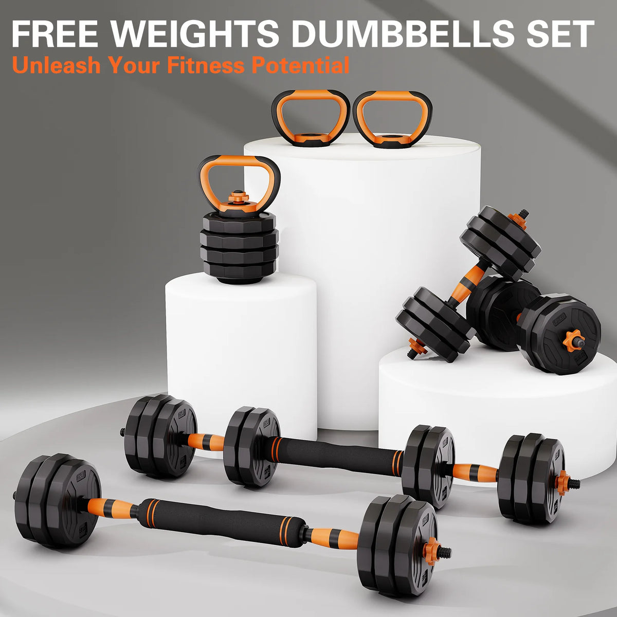 66lb 6-in-1 Adjustable Dumbbells Set L299524