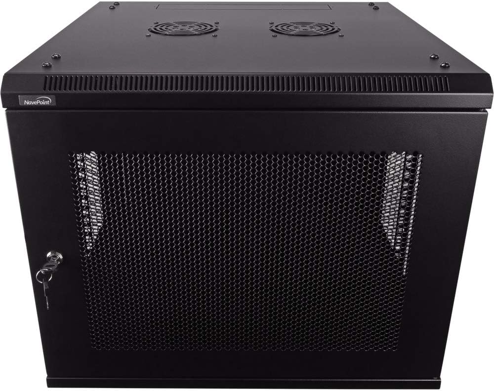 9U Wallmount Cabinet Enclosure 19-Inch Server Network Rack with Locking Perforated Door Black V25903