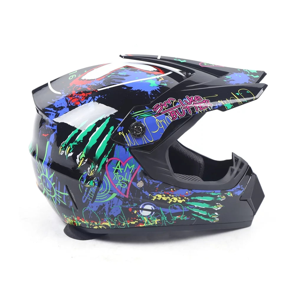 Motocross Off-Road Riding Helmet + Goggle + Glove Kit D82538