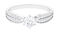 Moissanite Engagement Ring with Side Stones, 1 Carat, 925 Sterling Silver T644