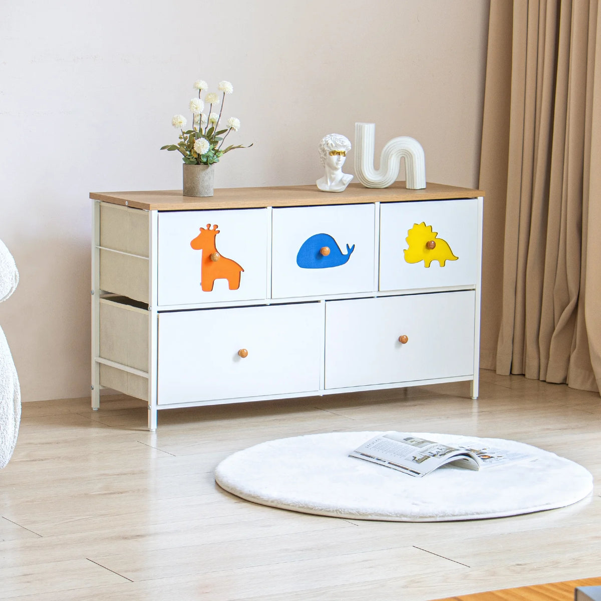 White 5 Drawer Dresser O80882