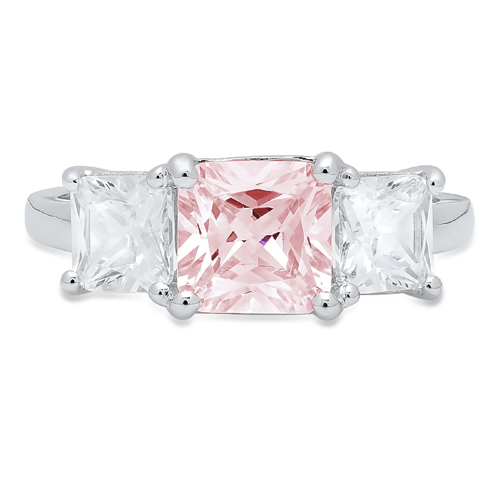 Pink Simulated Diamond 3 Stone Ring M430652