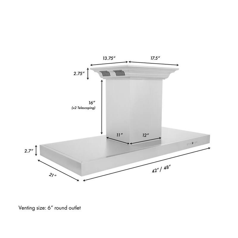 42 in. 400 CFM Ducted Island Mount Range Hood in Stainless Steel S6127