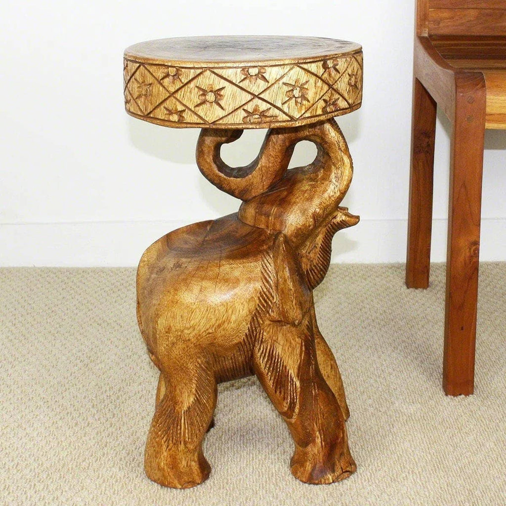 Walnut Oil Wood Elephant Stool E896197