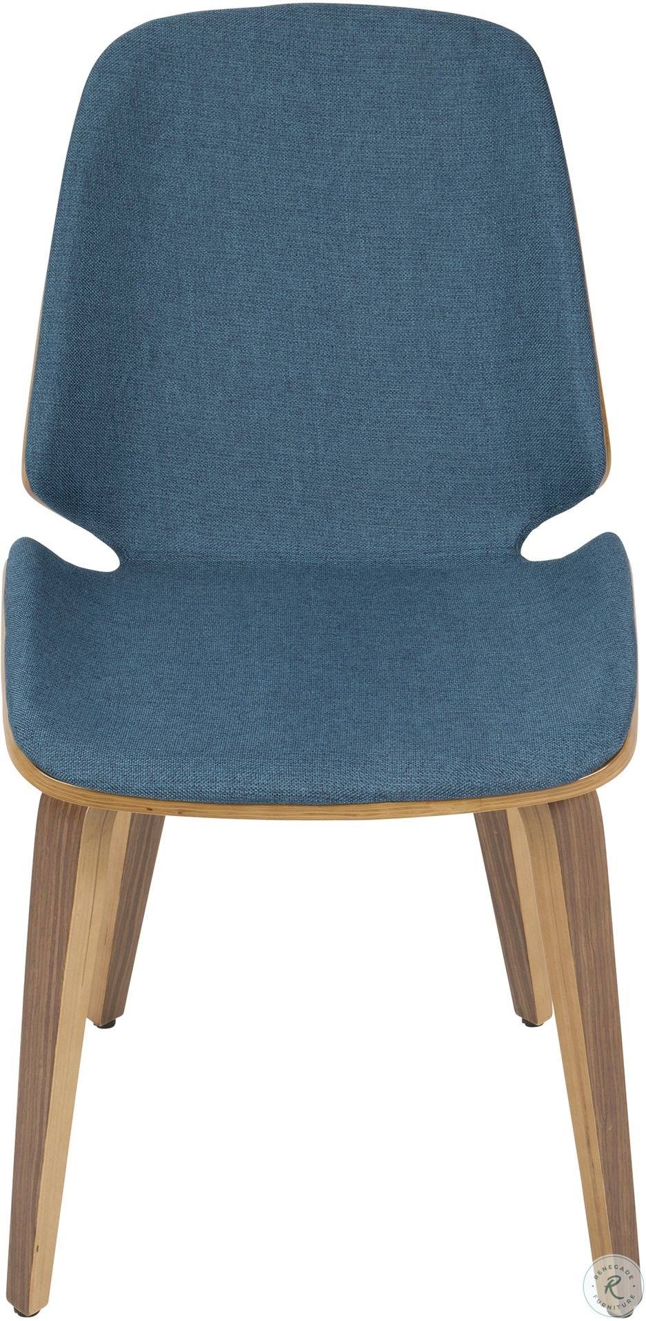 Blue Fabric Walnut Wood Chair (Set of 2) Y923