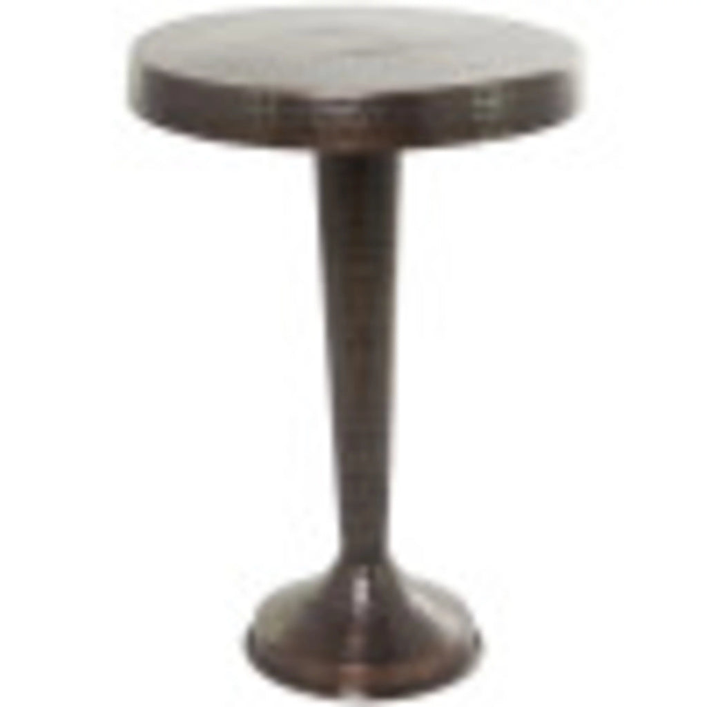 Aluminum Vintage Brown Pedestal Accent Table R664
