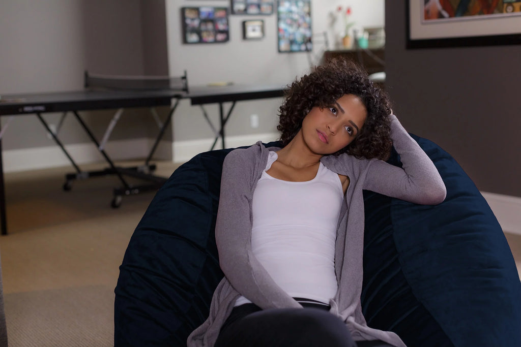 Memory Foam Bean Bag Chair with Microsuede Cover, Navy F2457