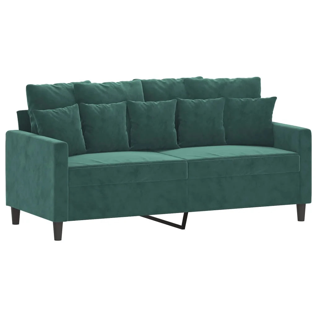 Dark Green Velvet 2 Piece Sofa Set with Cushions W73640