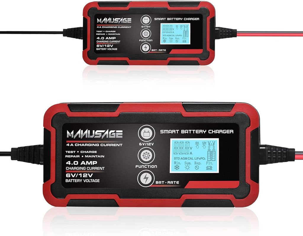 4-Amp 6V 12V Portable Battery Charger and Maintainer Pack of 2 B6716