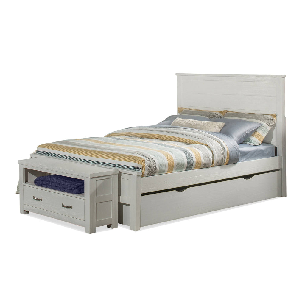 White Full Panel Bed with Trundle P6796