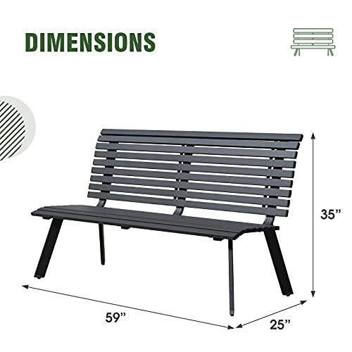 Dark Grey Aluminum Outdoor Bench V173561