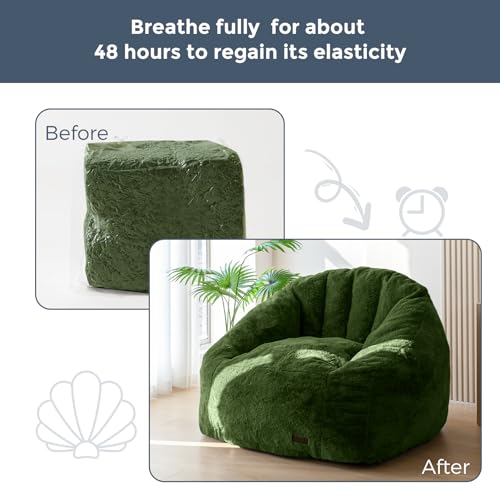 Oversized Faux Fur Bean Bag Chair with Filler V3672