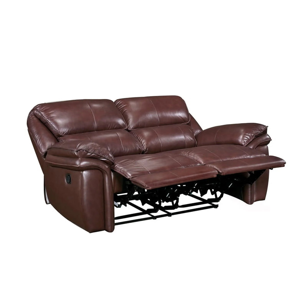 Brown Leather Match Double Reclining Love Seat Y5636