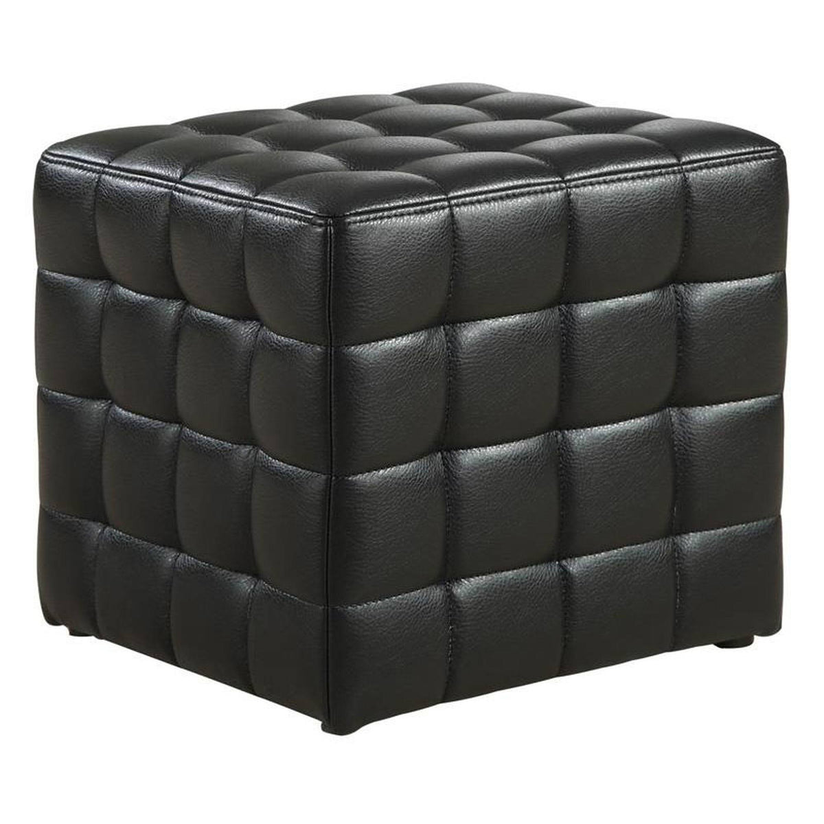 Black Leather-Look Ottoman Z477